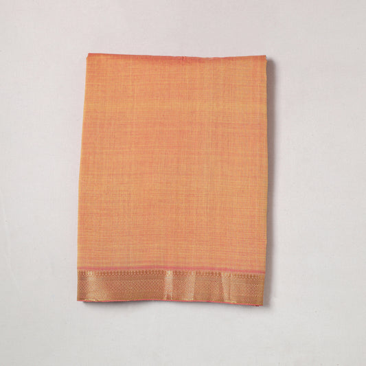 Orange - Mangalagiri Handloom Cotton Zari Border Precut Fabric (2 meter) 20