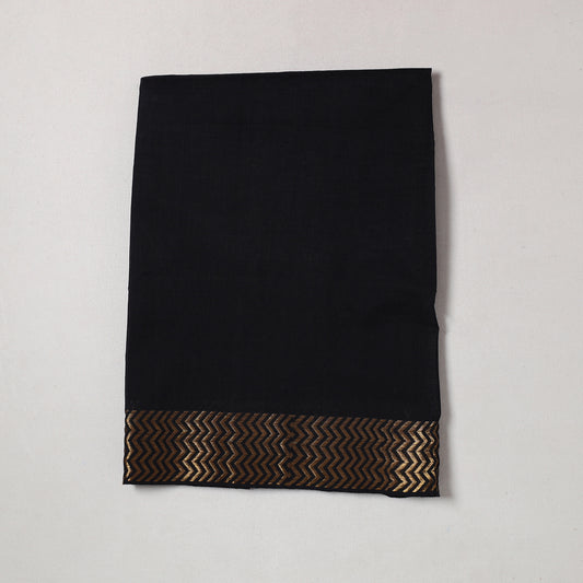 Black - Mangalagiri Handloom Cotton Zari Border Precut Fabric (1 meter) 21