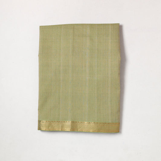 Green - Mangalagiri Handloom Cotton Zari Border Precut Fabric (2.3 meter) 24