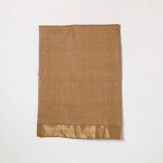Brown - Mangalagiri Handloom Cotton Zari Border Precut Fabric (0.7 meter) 25