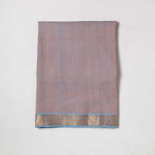 Multicolor - Mangalagiri Handloom Cotton Zari Border Precut Fabric (1.6 meter) 26