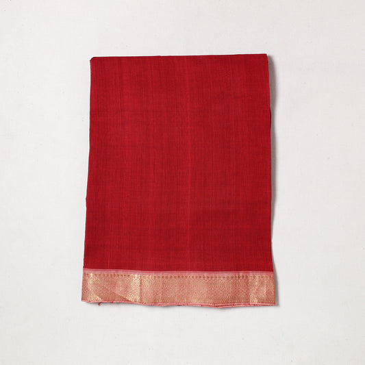 Red - Mangalagiri Handloom Cotton Zari Border Precut Fabric (1 meter) 29