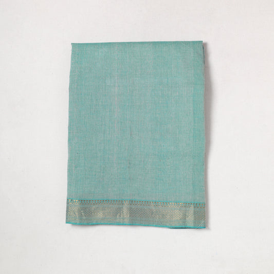 Blue - Mangalagiri Handloom Cotton Zari Border Precut Fabric (1.4 meter) 31