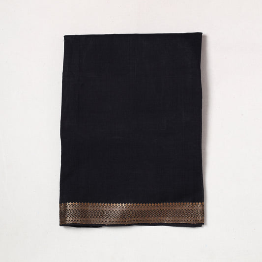 Black - Mangalagiri Handloom Cotton Zari Border Precut Fabric 36