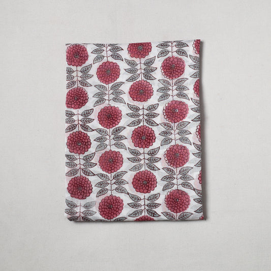 White - Sanganeri Block Printed Cotton Precut Fabric (1.2 meter) 54