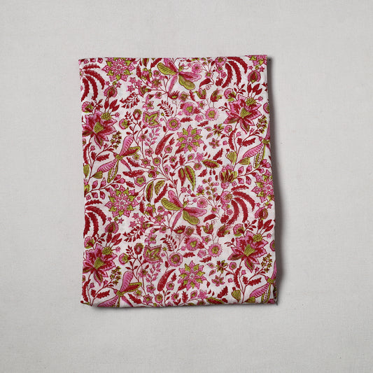Pink - Sanganeri Block Printed Cotton Precut Fabric (1.4 meter) 57