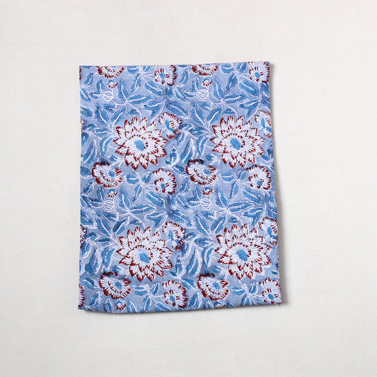 Blue - Sanganeri Block Printed Cotton Precut Fabric (0.75 meter) 61