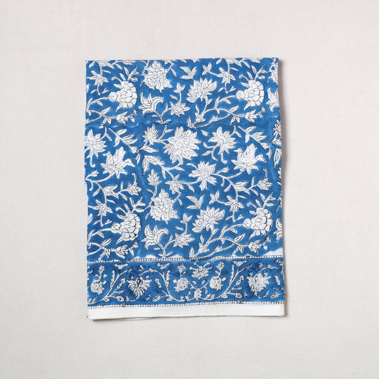 Blue - Sanganeri Block Printed Cotton Precut Fabric (1.25 meter) 75