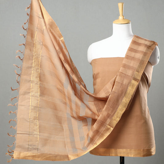 3pc Mangalagiri Handloom Cotton Suit Material Set with Zari Border 34