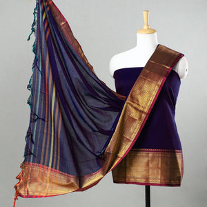 Blue - 3pc Dharwad Cotton Suit Material Set 89