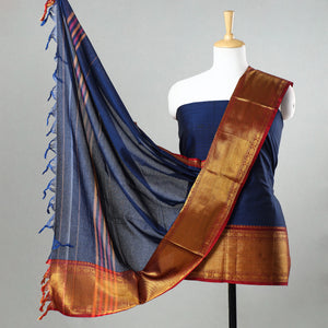 Blue - 3pc Dharwad Cotton Suit Material Set 90