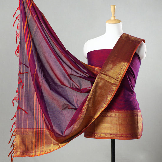 Purple - 3pc Dharwad Cotton Suit Material Set 98
