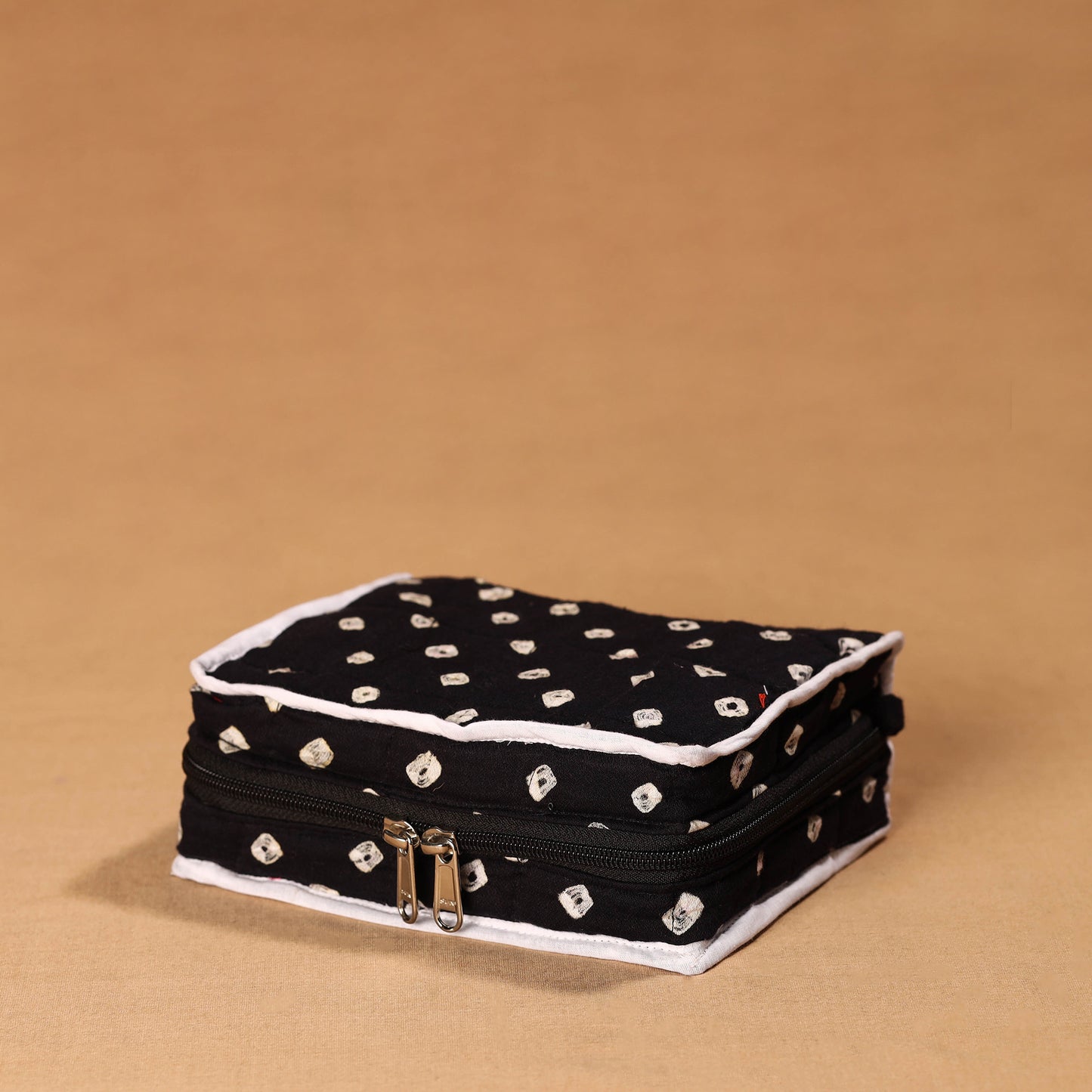 Black Handmade 4 Pockets Cotton Jewellery Bag