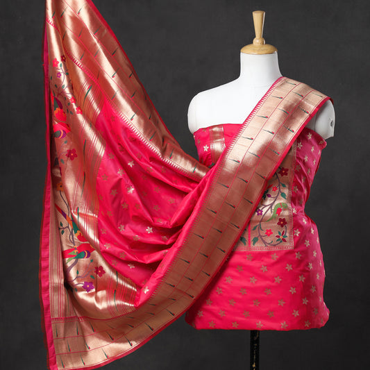 2pc Paithani Weave Silk Suit Material Set 02