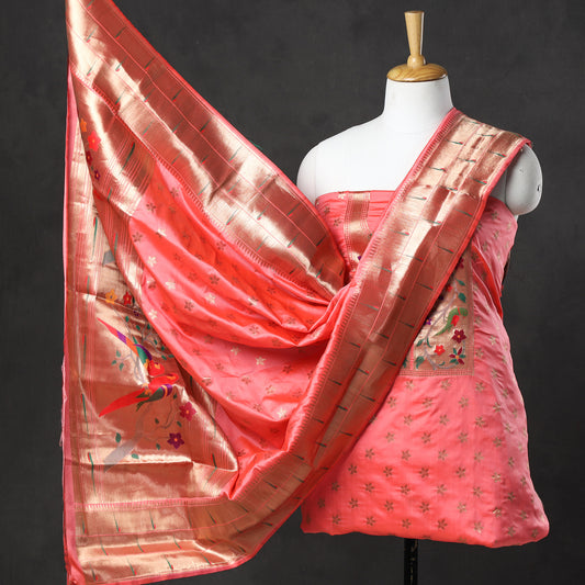 2pc Paithani Weave Silk Suit Material Set 07
