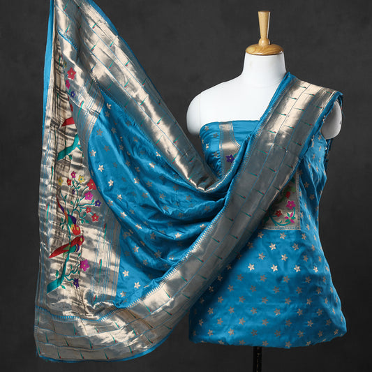 2pc Paithani Weave Silk Suit Material Set 08