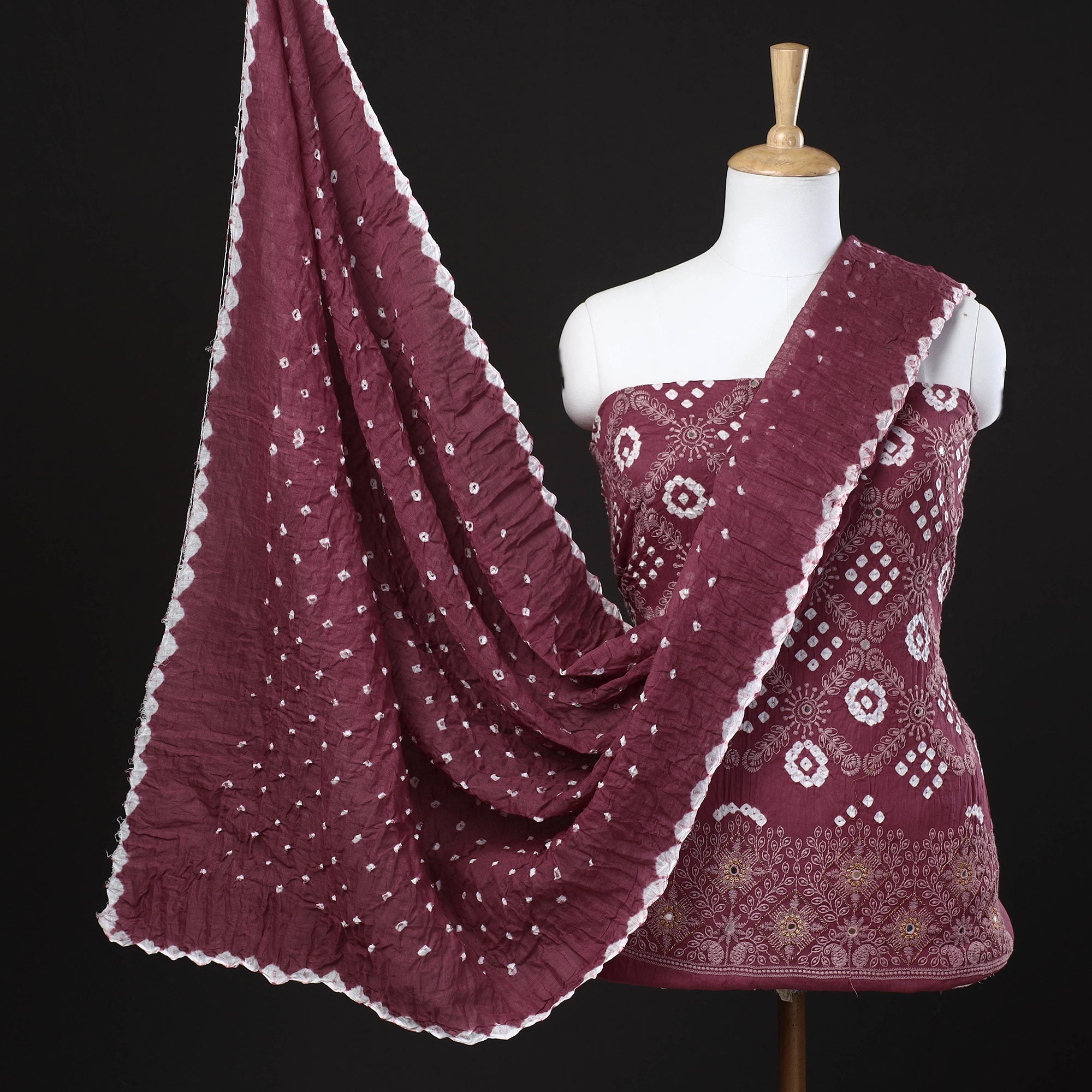 Kutch Tie-Dye Bandhani Cotton Saree with Blouse Piece 55 main image 1