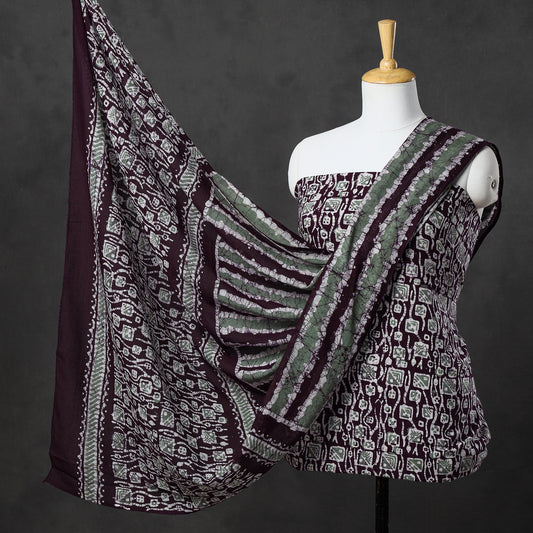 Multicolor - 3pc Kutch Batik Printed Cotton Suit Material Set 43