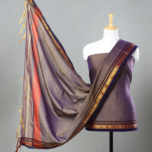 Purple - 3pc Dharwad Cotton Suit Material Set 57