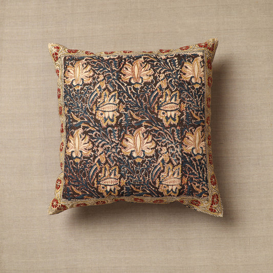 Brown - Original Pedana Kalamkari Block Printed Cotton Cushion Cover (16 x 16 in) 25