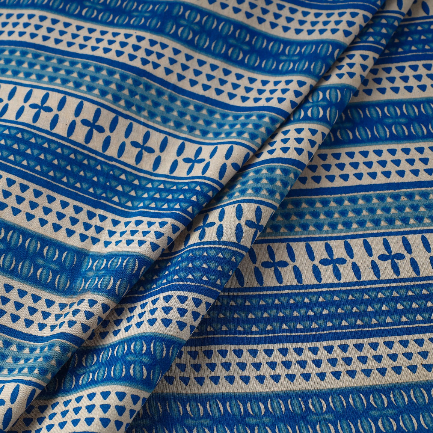 Blue - Kalamkari Printed Cotton Fabric 02