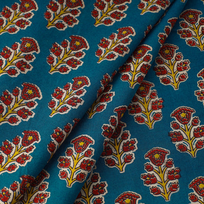 Blue - Kalamkari Printed Cotton Fabric 13