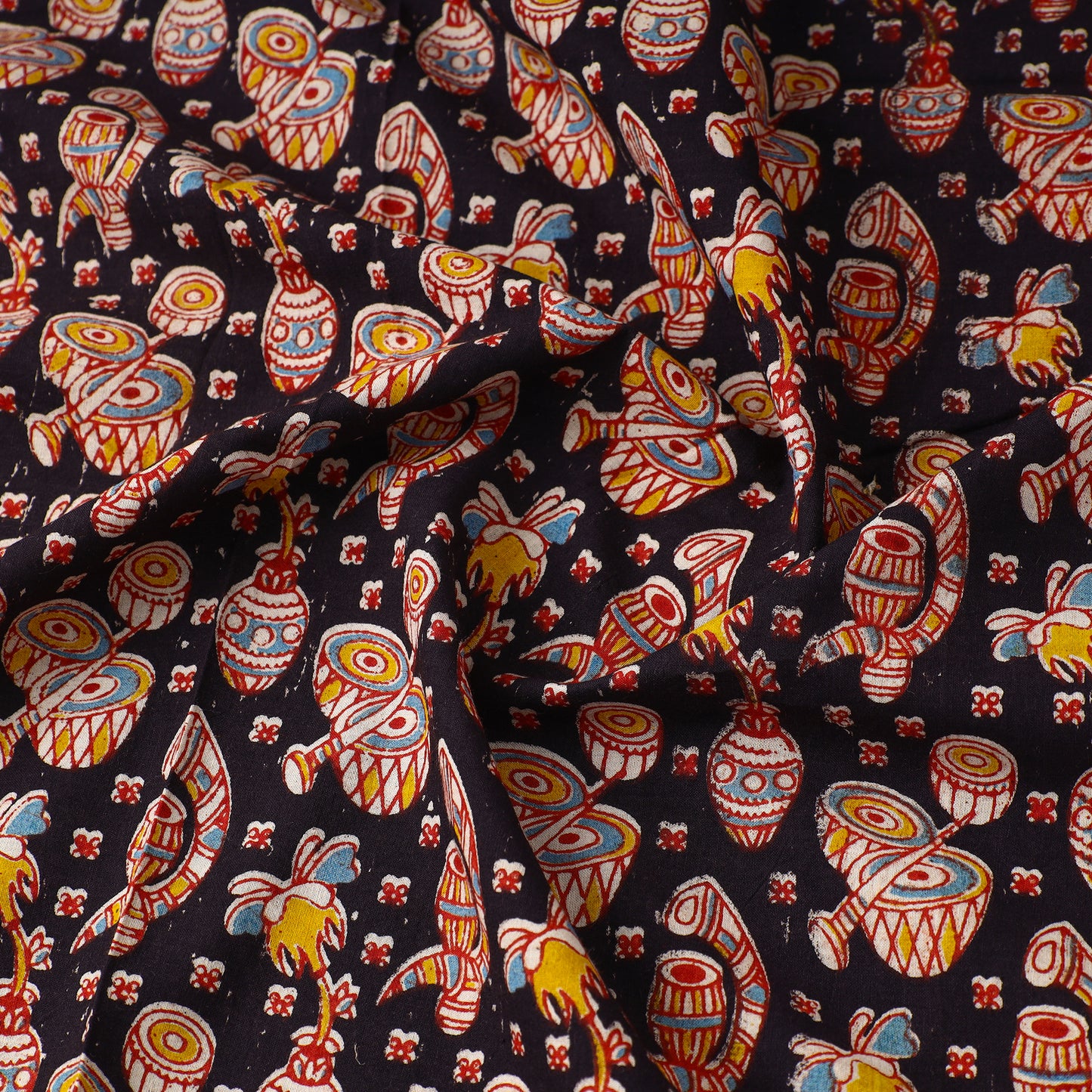 Black - Kalamkari Printed Cotton Fabric 18