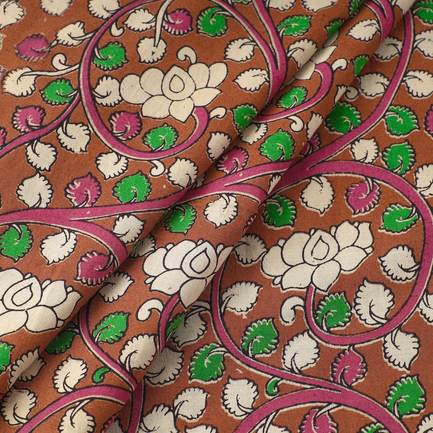 Brown - Kalamkari Printed Cotton Fabric 20