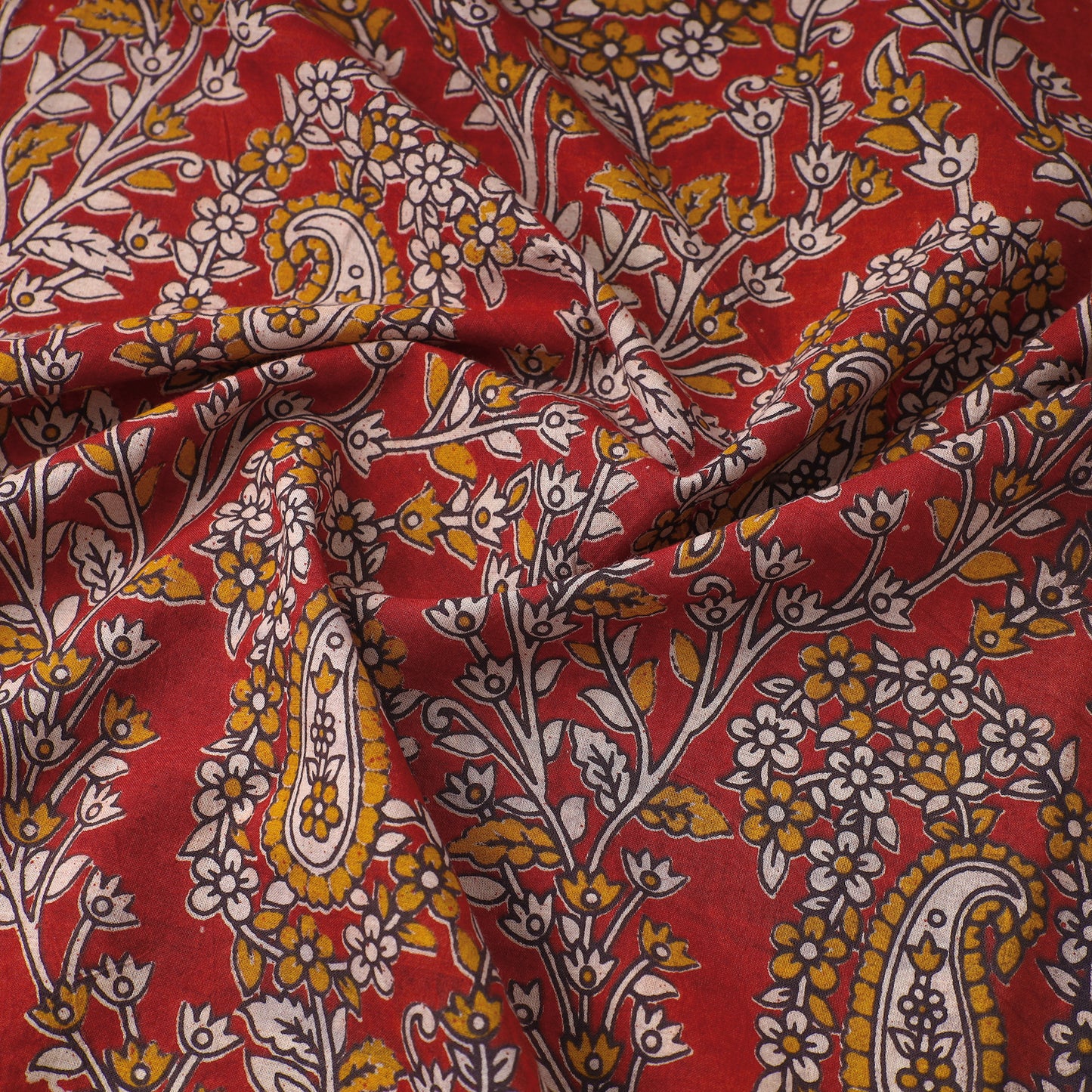 Red - Kalamkari Printed Cotton Fabric 25