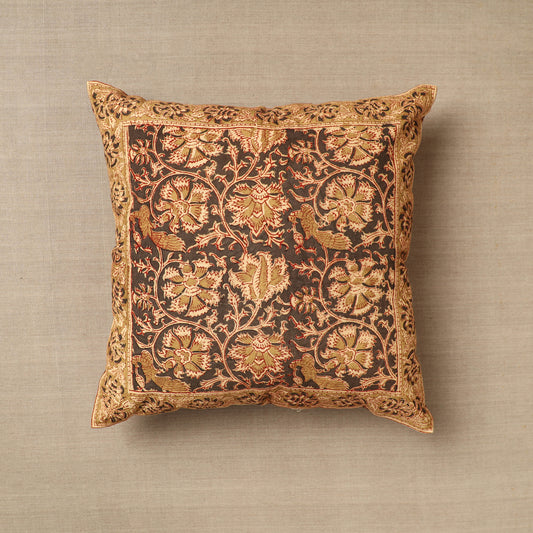 Brown - Original Pedana Kalamkari Block Printed Cotton Cushion Cover (16 x 16 in) 41