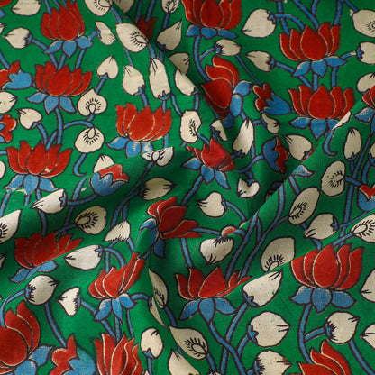 Green - Kalamkari Printed Cotton Fabric 27