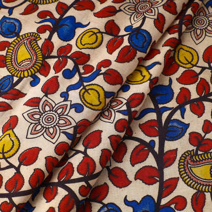 Beige - Kalamkari Printed Cotton Fabric 29