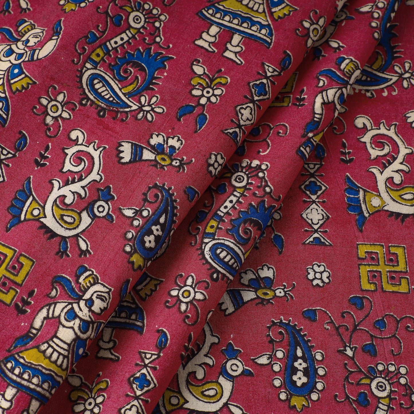 Pink - Kalamkari Printed Cotton Fabric 33