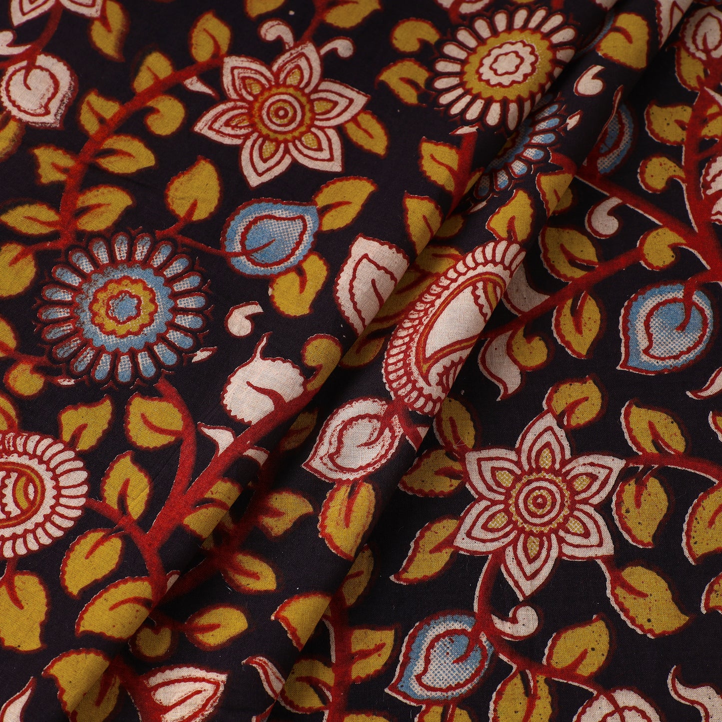 Black - Kalamkari Printed Cotton Fabric 38