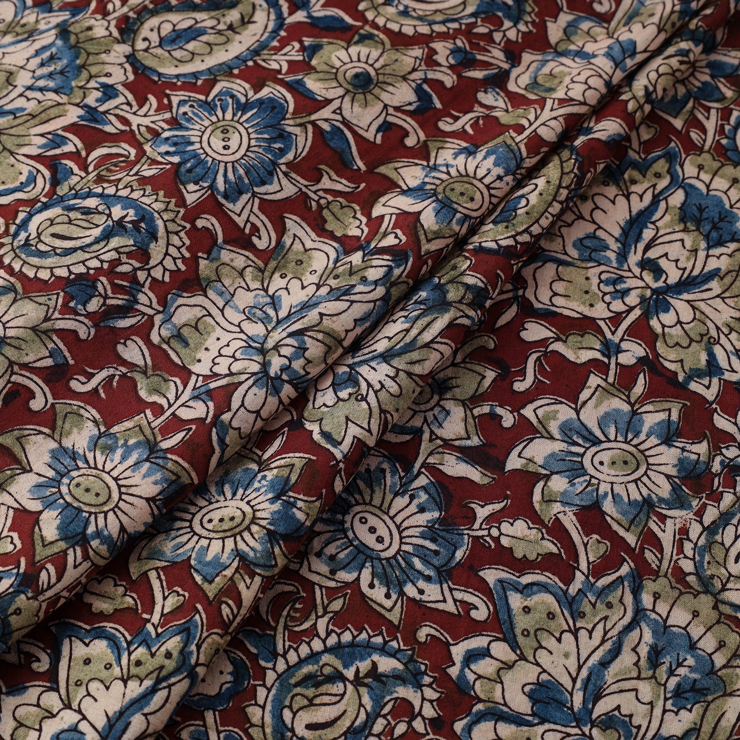 Buy Multicolor Natural Dyed Block Print Cotton Kalamkari Fabric Online