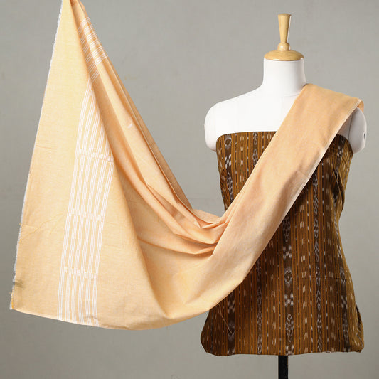 3pc Sambalpuri Ikat Weave Handloom Cotton Suit Material Set 02