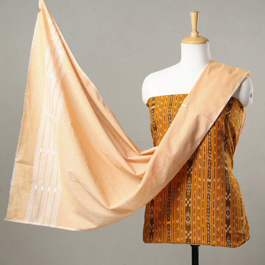 3pc Sambalpuri Ikat Weave Handloom Cotton Suit Material Set 03