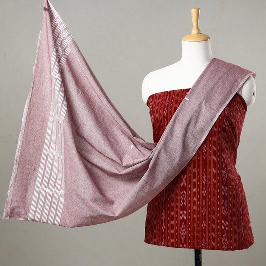 3pc Sambalpuri Ikat Weave Handloom Cotton Suit Material Set 04
