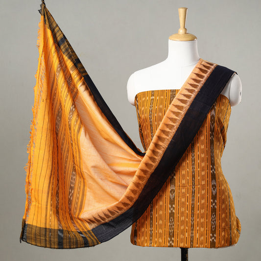 3pc Sambalpuri Ikat Weave Handloom Cotton Suit Material Set 08