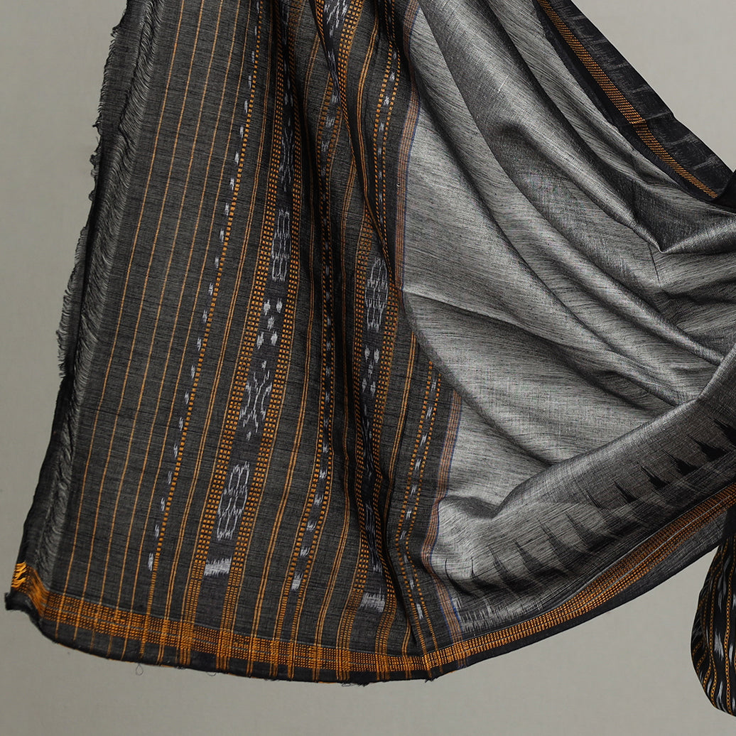 Black - 3pc Sambalpuri Ikat Weave Handloom Cotton Suit Material Set 10