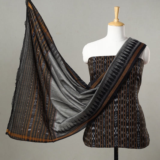 3pc Sambalpuri Ikat Weave Handloom Cotton Suit Material Set 10