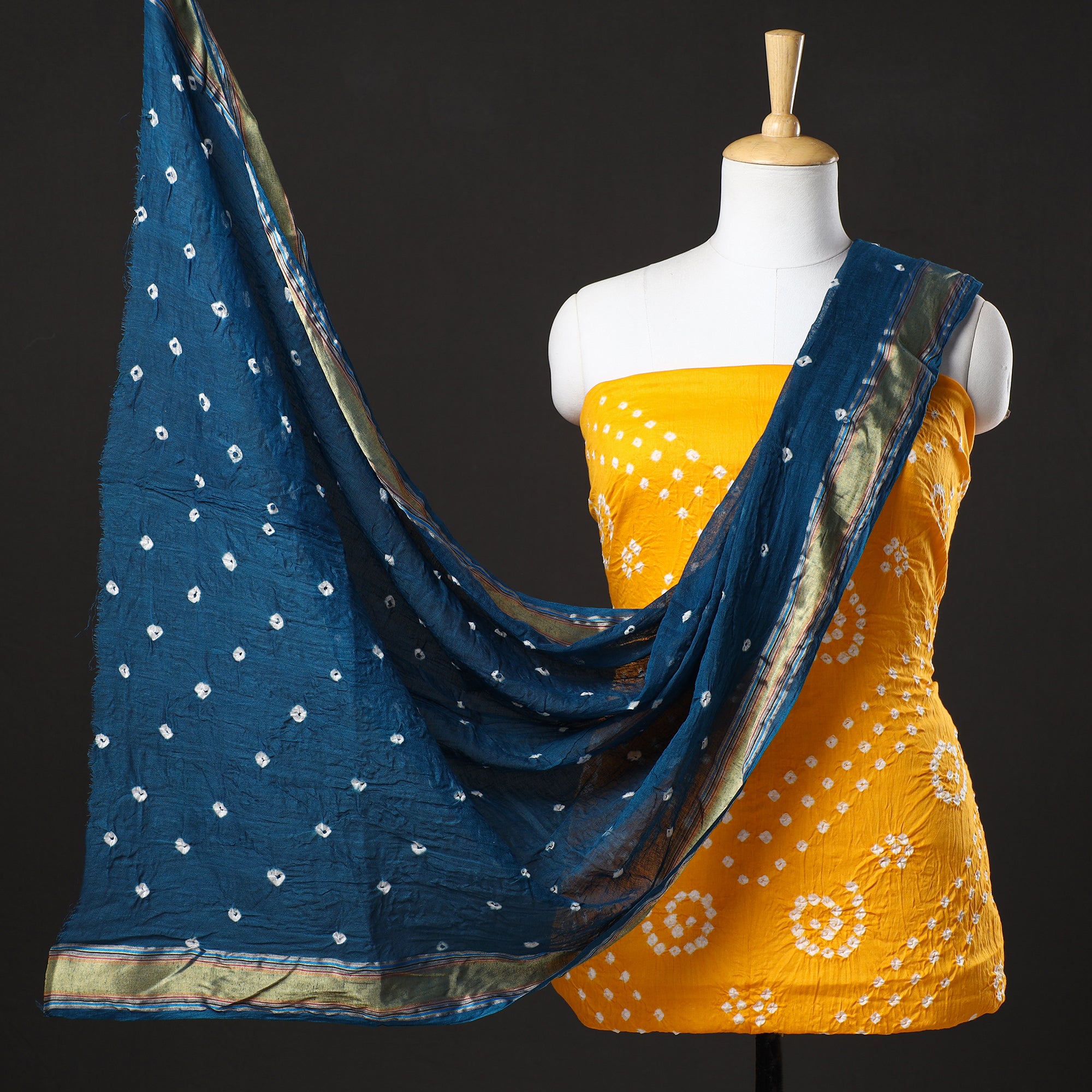 Kutch Bandhani Tie-Dye Modal Silk Embroidered 3pc Unstitched Dress Material Suit Set 25 main image 0