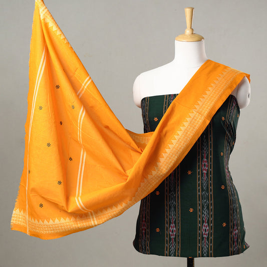 3pc Sambalpuri Ikat Weave Handloom Cotton Suit Material Set 12