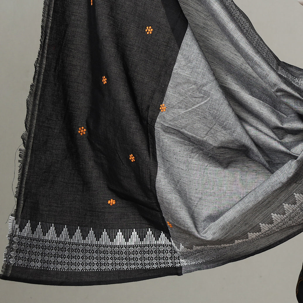 Black - 3pc Sambalpuri Ikat Weave Handloom Cotton Suit Material Set 13
