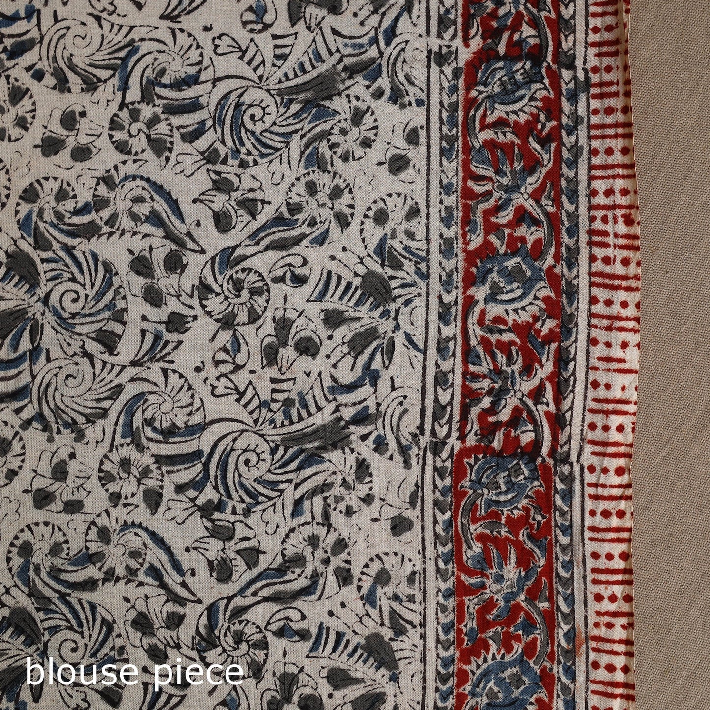 Black Pedana Block Print Cotton Kalamkari Saree