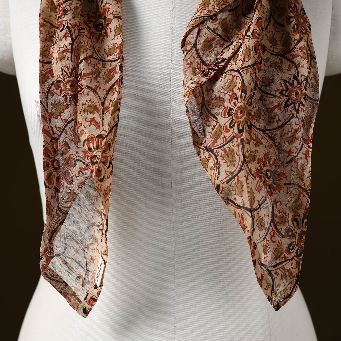 Kalamkari chanderi silk pendant necklace scarf 08