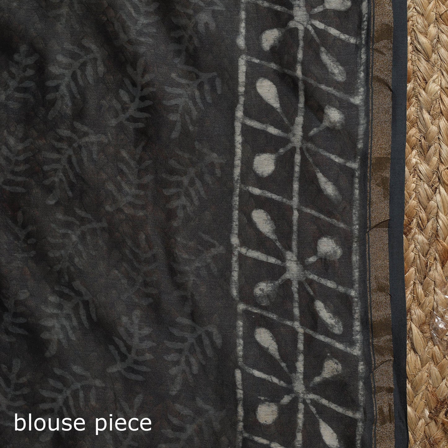 Grey - Chanderi Silk Hand Block Print Bagru Saree with Zari Border 16