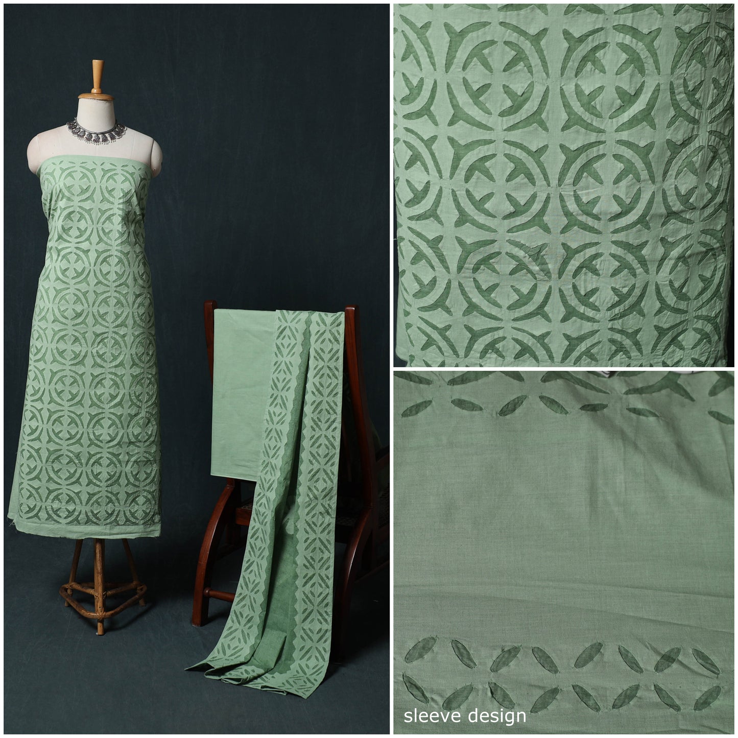 Barmer Applique Cutwork Cotton 3pc Unstitched Dress Material Suit Set 06
