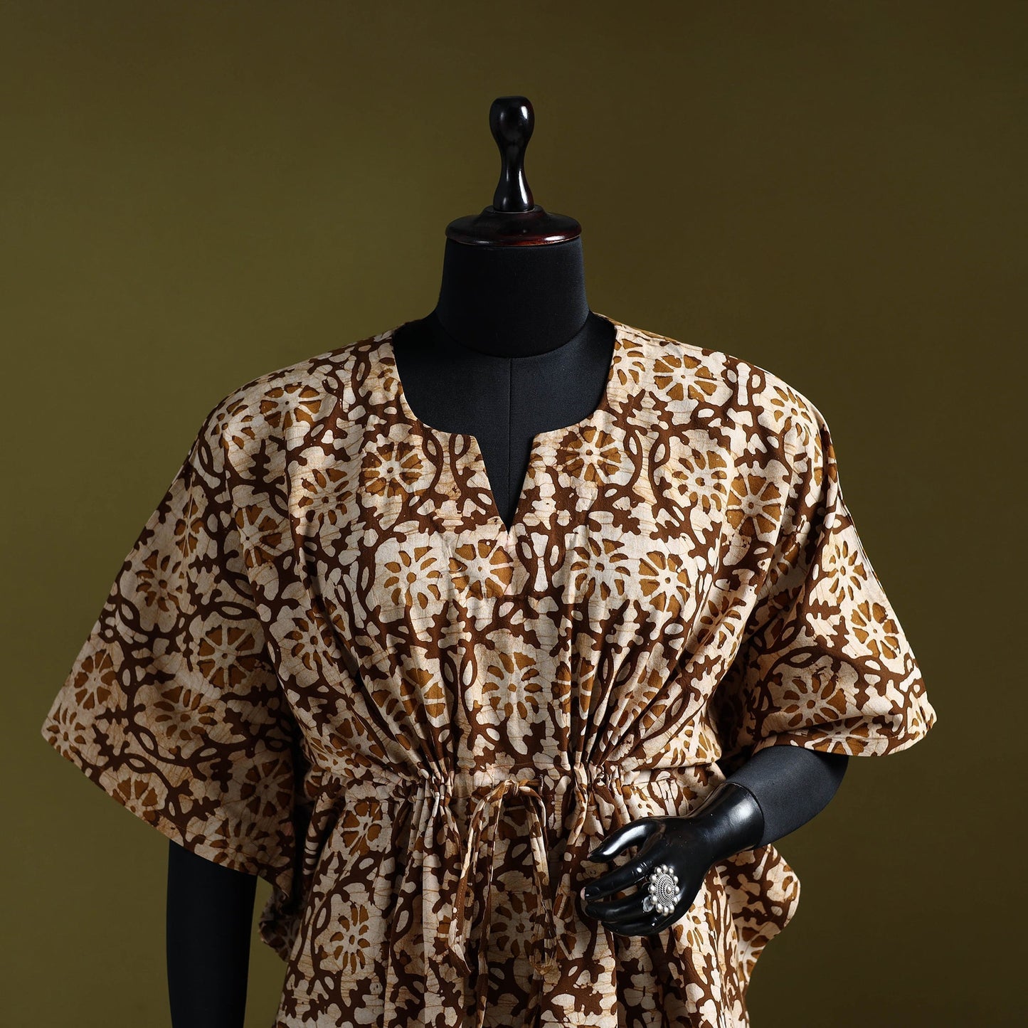 Hand batik cotton short kaftan 20 - handcrafted