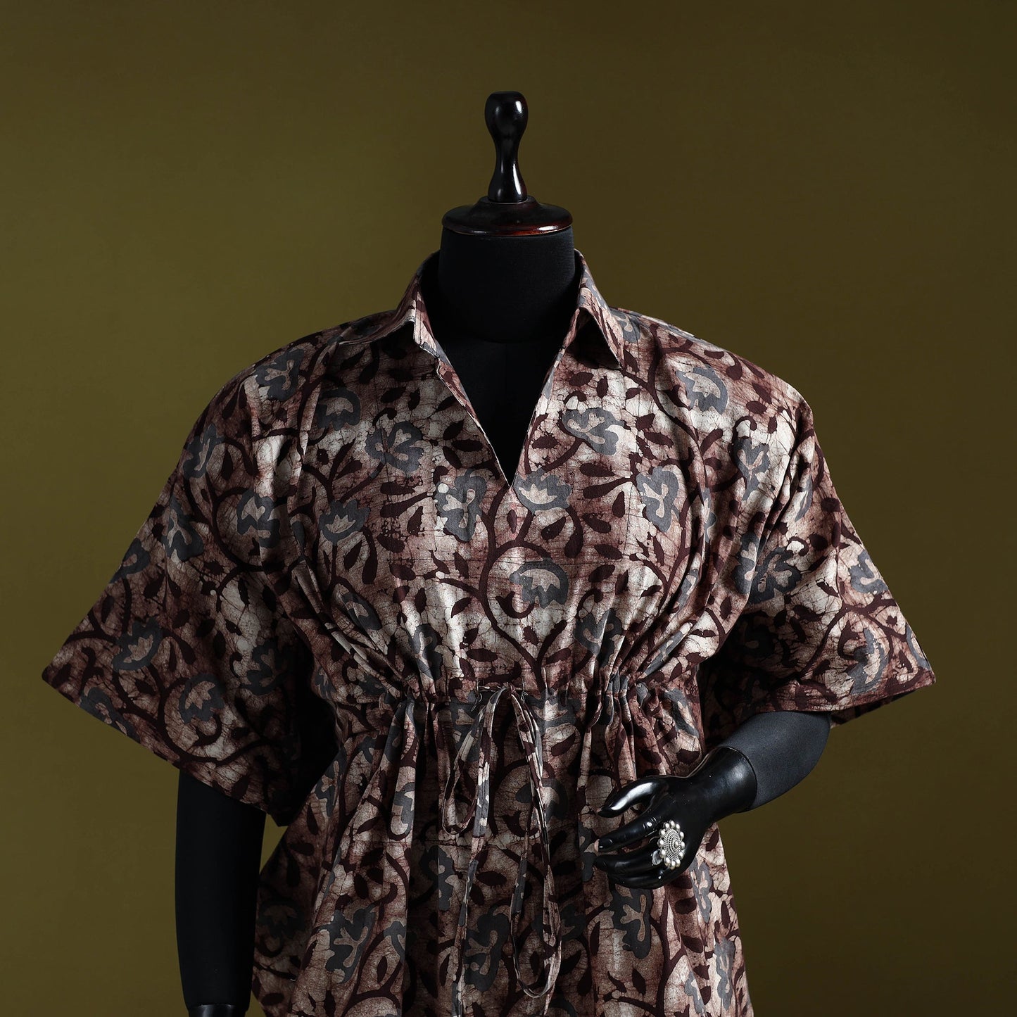 Hand batik cotton short kaftan 22 - handcrafted